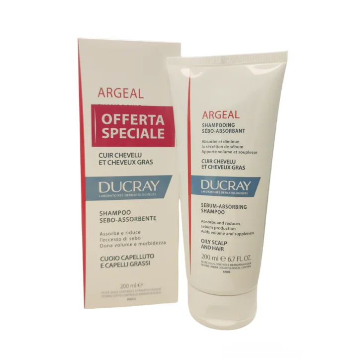 Ducray Argeal Shampoo Sebo-Assorbente per Capelli Grassi 200 ml
