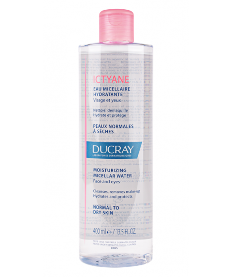 Ducray Ictyane Acqua Micellare Idratante Viso e Occhi 400 ml - Trattamento detergente e struccante per pelli da normali a secche