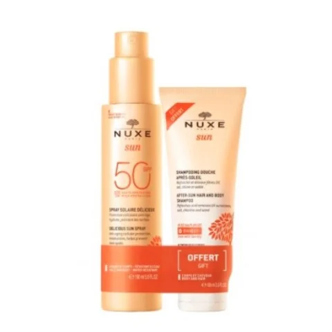 Nuxe Sun Spray solare spf 50 150ml+ doccia shampoo 100 ml Nuxe Sun Spray solare spf 50 150ml+ doccia shampoo 100 ml