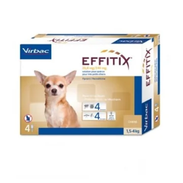 Effitix 4 Pipette Antiparassitario per cani da 1,5kg a 4kg