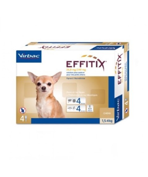 Effitix 4 Pipette Antiparassitario per cani da 1,5kg a 4kg 