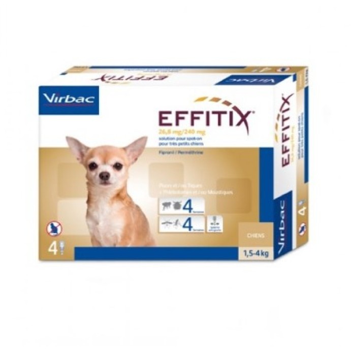 Effitix 4 Pipette Antiparassitario per cani da 1,5kg a 4kg 