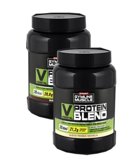 Gymline Muscle Vegetal Protein Blend Gusto Cacao 900 gr integratore di proteine vegetali, vitamine e minerali