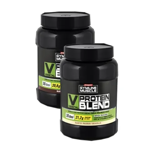 Gymline Muscle Vegetal Protein Blend Gusto Cacao 900 gr integratore di proteine vegetali, vitamine e minerali