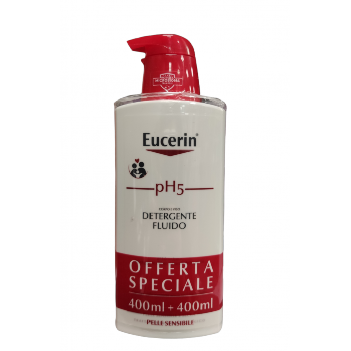 Eucerin Bipacco pH5 Detergente Fluido Corpo e Viso Confezione 2 Flaconi da 400 ml 