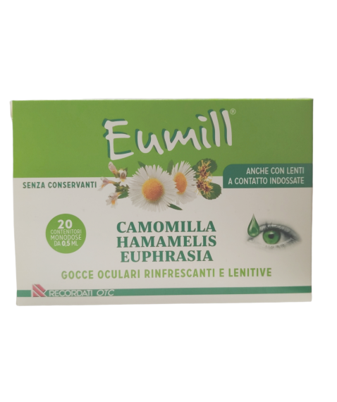 Eumill Gocce Oculari Rinfrescanti e Lenitive 20 Flaconcini Monodose da 0,5 ml