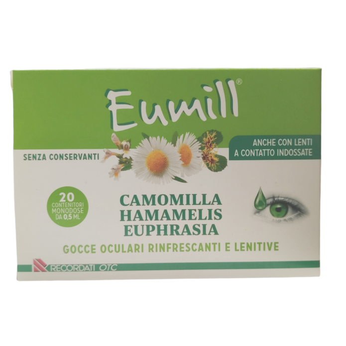 Eumill Gocce Oculari Rinfrescanti e Lenitive 20 Flaconcini Monodose da 0,5 ml