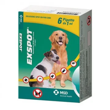 Exspot 6 pipette 1 ml Trattamento antiparassitario per cani dai 2,45 ai 40 kg