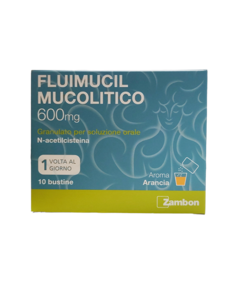 Fluimucil Mucolitico 600 mg 10 Bustine Aroma Arancia - Per il trattamento della tosse grassa