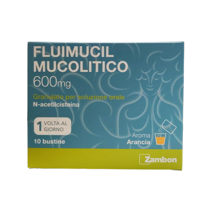Fluimucil Mucolitico 600 mg 10 Bustine Aroma Arancia - Per il trattamento della tosse grassa