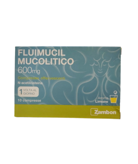 Fluimucil Mucolitico 10 Compresse Effervescenti Aroma Limone 600 mg - Per tosse grassa