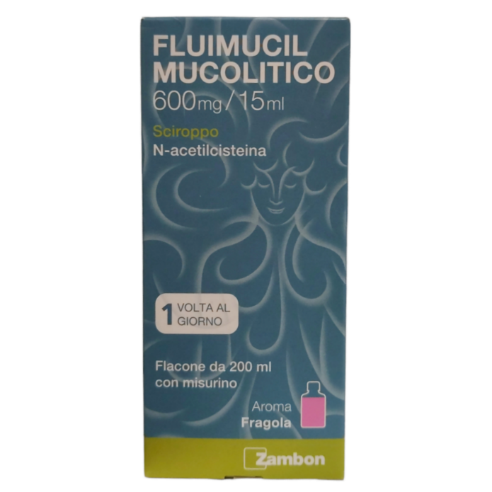Fluimucil Mucolitico Sciroppo 600mg/15ml per la Tosse Grassa Aroma Fragola Flacone 200 ml