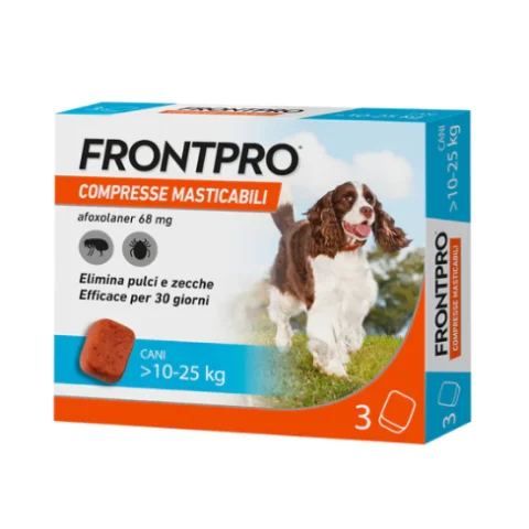 Frontpro Cani >10-25 Kg  3 Compresse Masticabili - Contro pulci e zecche