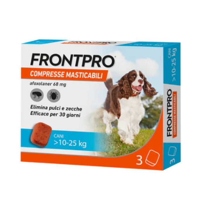 Frontpro Cani >10-25 Kg  3 Compresse Masticabili - Contro pulci e zecche