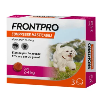 Frontpro Cani 2-4 Kg 3 Compresse Masticabili - Elimina pulci e zecche