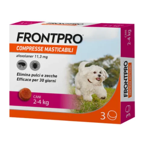 Frontpro Cani 2-4 Kg 3 Compresse Masticabili - Elimina pulci e zecche Frontpro Cani 2-4 Kg 3 Compresse Masticabili - Elimina pulci e zecche