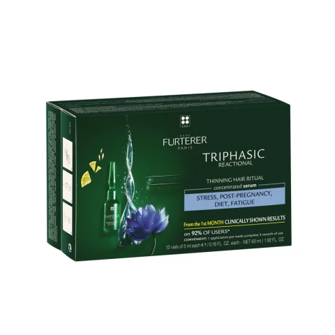 Rene Furterer Triphasic Reactional 12 Fiale da 5 ml -Trattamento contro la caduta reazionale dei capelli 
