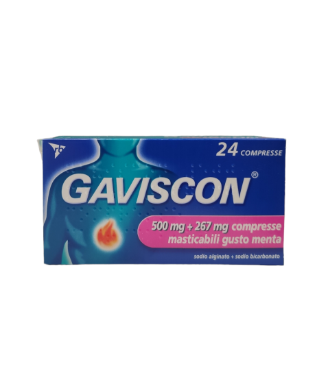 Gaviscon 24 Compresse Masticabili Gusto Menta 500 mg + 267 mg