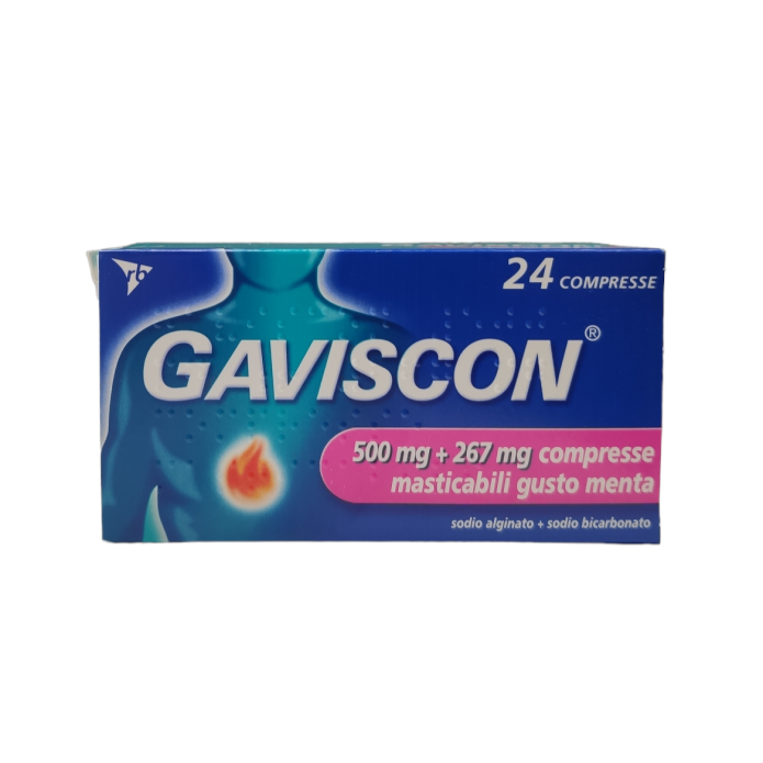 Gaviscon 24 Compresse Masticabili Gusto Menta 500 mg + 267 mg