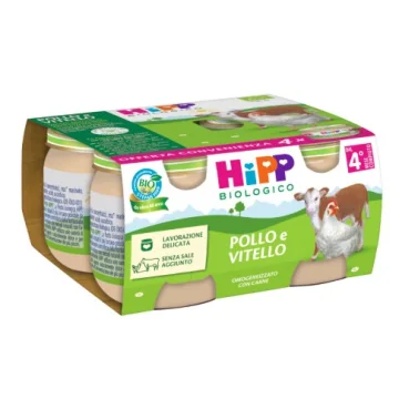 Hipp Biologico Omogeneizzati Pollo e Vitello Confezione da 4 vasetti x 80 grammi