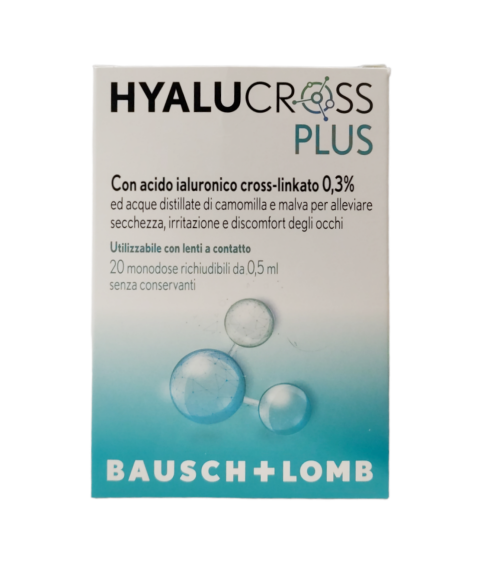Hyalucross Plus Gocce Oculari 20 Flaconcini Monodose da 0,5 ml - Per gli occhi secchi