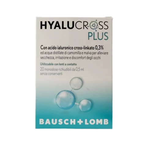 Hyalucross Plus Gocce Oculari 20 Flaconcini Monodose da 0,5 ml - Per gli occhi secchi Hyalucross Plus Gocce Oculari 20 Flaconcini Monodose da 0,5 ml - Per gli occhi secchi