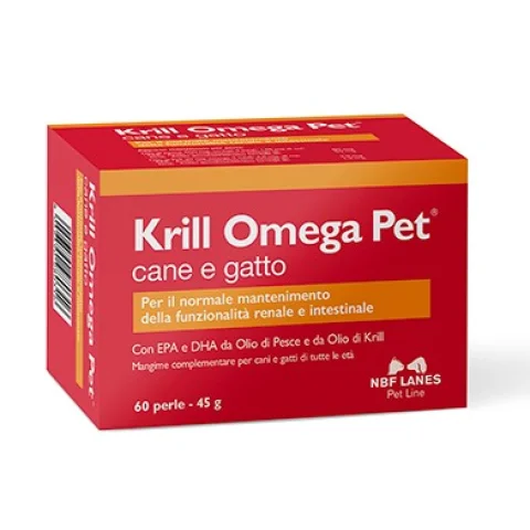 Krill Omega Pet Cane e Gatto 60 Perle - Per il normale mantenimento della funzionalit&agrave; renale e intestinale