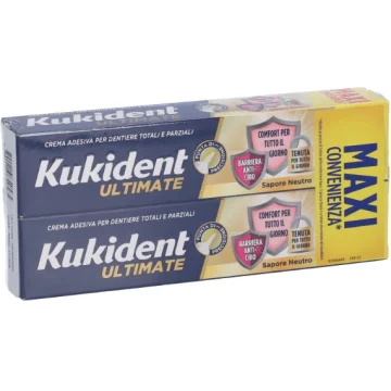 Kukident Ultimate Crema Adesiva per dentiere Maxi Convenienza Pacco Doppio 2x57 gr