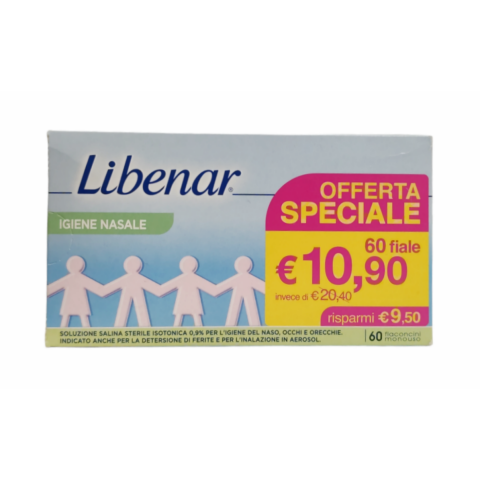 Libenar Igiene Nasale 60 Flaconcini Monouso da 5 ml Libenar Igiene Nasale 60 Flaconcini Monouso da 5 ml