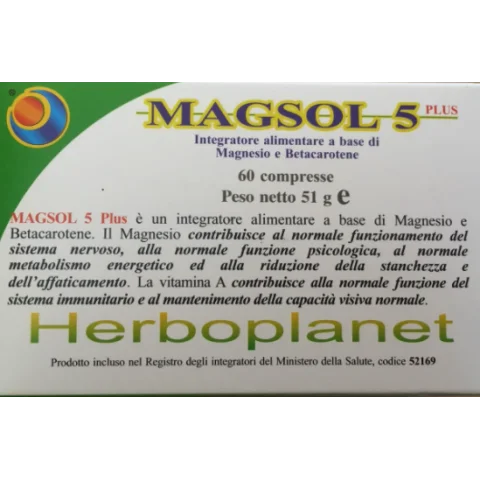 MAGSOL 5 PLUS 60CPR INTEGRATORE DI MAGNESIO E BETACAROTENE