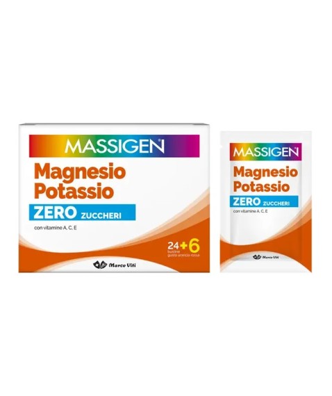 Massigen Magnesio e Potassio Zero Zucchero Arancia Rossa 24+6 Bustine