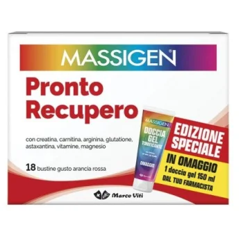Massigen Pronto Recupero 18 bustine arancia rossa + Gel Doccia 150ml in omaggio