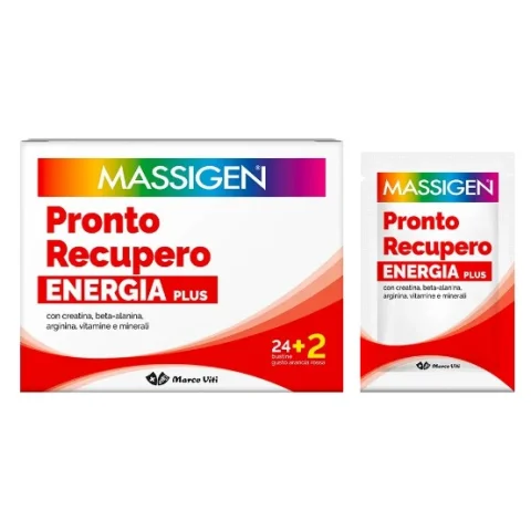 Massigen Pronto Recupero Energia Plus 24+2 Bustine - Integratore energetico con beta-alanina e arginina