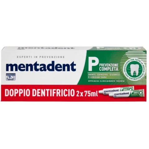 MENTADENT P Dentifricio Prevenzione completa BITUBO 2x75ml