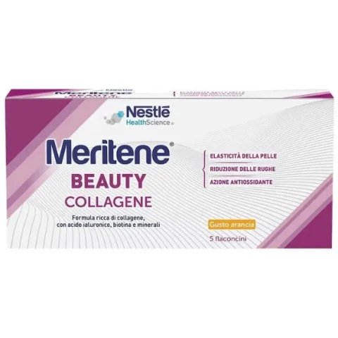 Meritene Beauty Collagene Gusto Arancia 5 Flaconcini - Integratore per la pelle