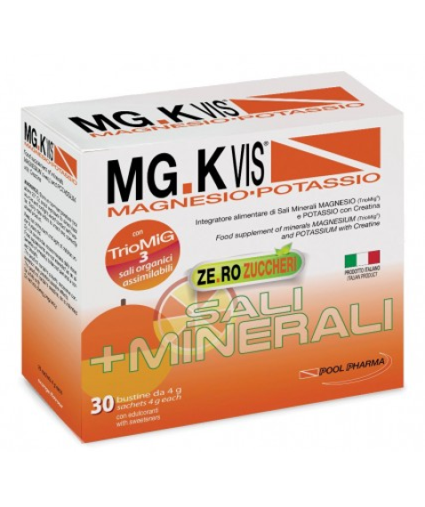  MGK Vis Magnesio Potassio Zero Zuccheri Gusto Arancia 30 Bustine - Integratore contro stanchezza e spossatezza