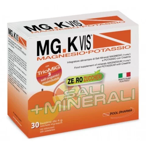 MGK Vis Magnesio Potassio Zero Zuccheri Gusto Arancia 30 Bustine - Integratore contro stanchezza e spossatezza MGK Vis Magnesio Potassio Zero Zuccheri Gusto Arancia 30 Bustine - Integratore contro stanchezza e spossatezza
