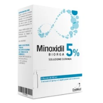 Minoxidil Biorga 5% Soluzione Cutanea 3 Flaconi da 60 ml - Trattamento per la perdita dei capelli