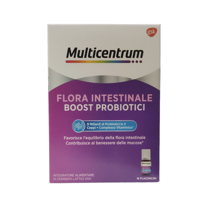 Multicentrum Flora Intestinale Boost Probiotici 16 Flaconcini - Integratore di fermenti lattici vivi