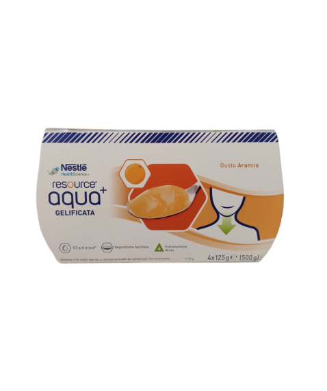 Resource Aqua+ Gelificata Gusto Arancia Senza Zucchero 4x125 gr - Deglutizione facile