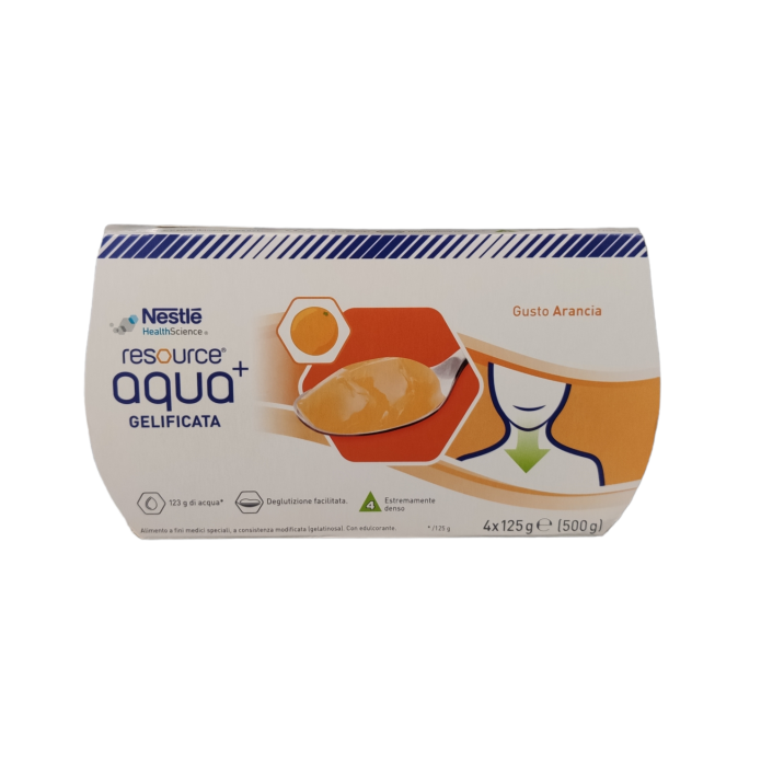 Resource Aqua+ Gelificata Gusto Arancia Senza Zucchero 4x125 gr - Deglutizione facile