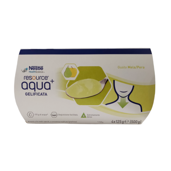 Resource Aqua+ Gelificata Gusto Mela Pera per facilitare la deglutizione 4x125 gr