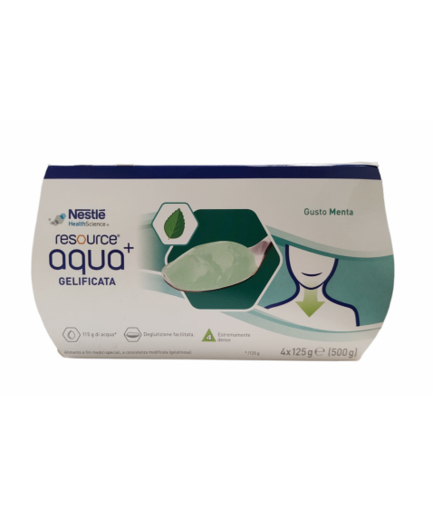 Resource Aqua+ Gelificata Facile da Deglutire Gusto Menta 4x125 gr