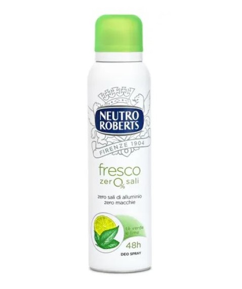 Neutro Roberts Deodorante Spray Fresco Zero Sali Tè Verde e Lime 150 ml