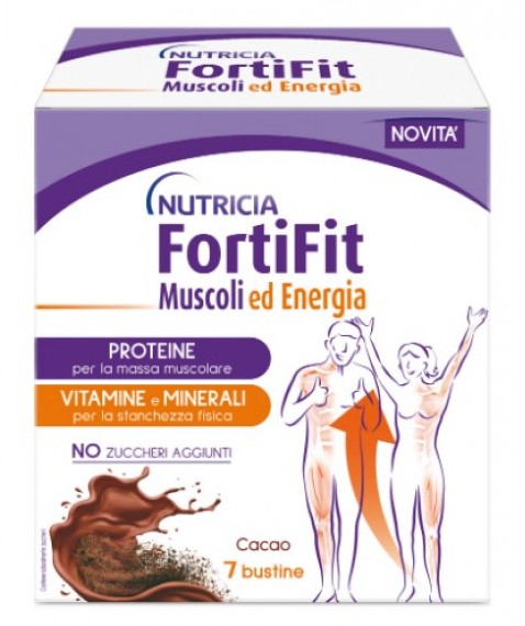 Nutricia Fortifit Muscoli ed Energia Gusto Cacao 7 Bustine - Integratore contro la stanchezza fisica
