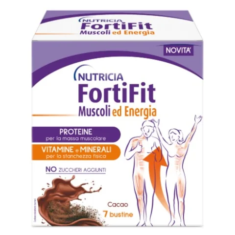 Nutricia Fortifit Muscoli ed Energia Gusto Cacao 7 Bustine - Integratore contro la stanchezza fisica