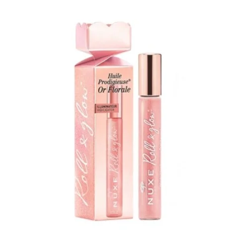 Nuxe Cracker Mini-Cofanetto di Natale Huile Prodigieuse Or Florale Roll&Glow