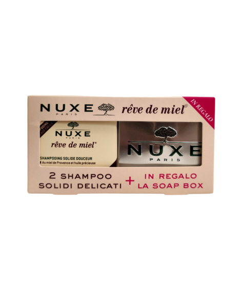 Nuxe Rêve de Miel Shampoo Solido Delicato 2 Pezzi + Soap Box in Regalo