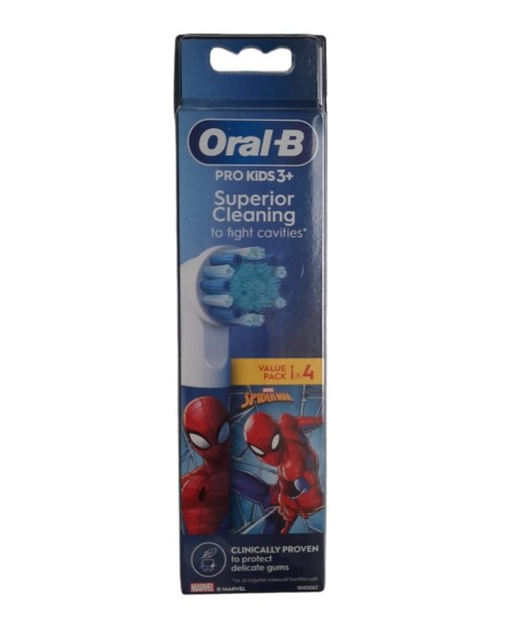 ORAL-B 4 Testine di Ricambio per Spazzolino Elettrico Oral-B Pro Kids 3+ Marvel Spiderman 