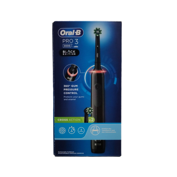 Oral-B Pro3 3000 Spazzolino Elettrico Ricaricabile Nero + 2 Refill